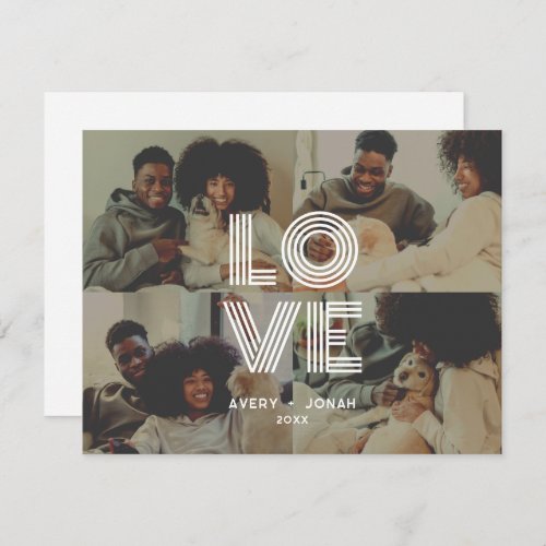 Modern Vintage Retro Love Typography 4 Photo Note Card