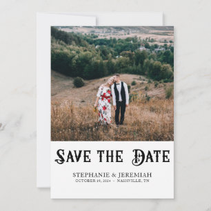 Modern Vintage Retro Rustic Engagement 2 Photo Save The Date