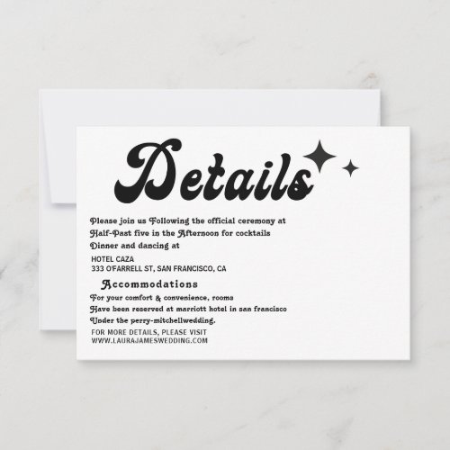  Modern Vintage retro script Wedding Enclosure  RSVP Card