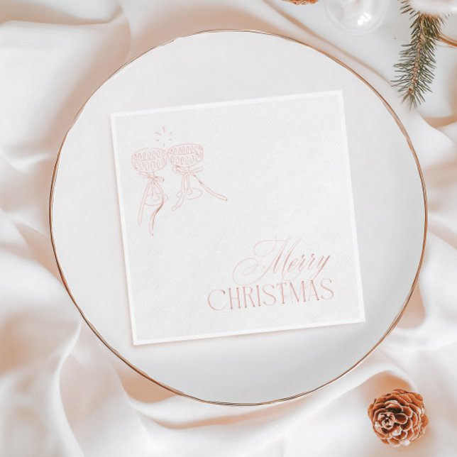Modern Vintage Rose Gold Christmas Party  Foil Napkins (Modern Vintage Rose Gold Christmas Party Foil Napkins)