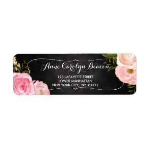 Modern Vintage Roses Chalkboard Custom Label