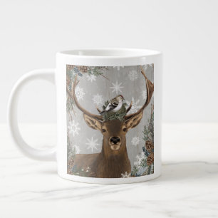 modern vintage rustic woodland winter deer giant coffee mug