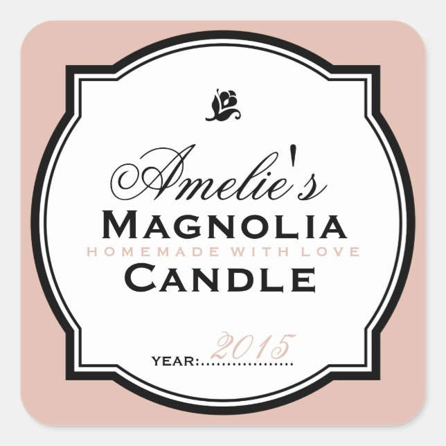 MODERN VINTAGE SALMON | PERSONALIZED SOAP CANDLE SQUARE STICKER (Front)