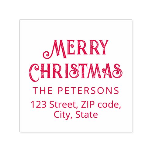 Modern Vintage Script Red Message Merry Christmas Self_inking Stamp