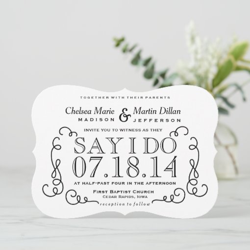 Modern Vintage Scroll Wedding Invitation Template | Zazzle