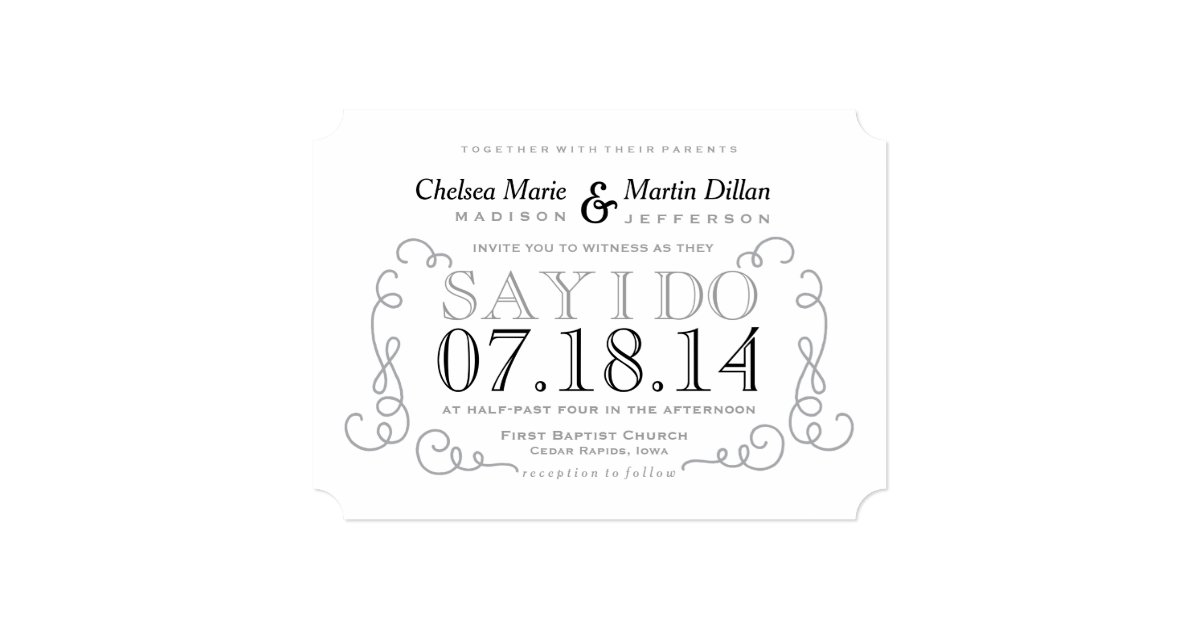 Modern Vintage Scroll Wedding Invitation Template Zazzle Com