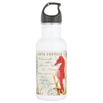 Modern Vintage Seahorse Water Bottle by GIFTSBYHEATHERMYERS at Zazzle