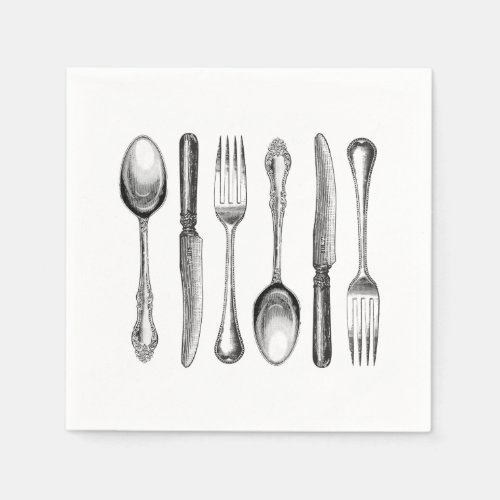 modern vintage silverware paper napkins