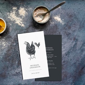 Modern Vintage Simple Chicken Eggs Farmer Black