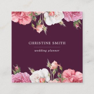 Modern Vintage Simple Floral Pink Rose Business Ca