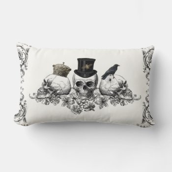 Modern Vintage Skull Halloween Pillow by GIFTSBYHEATHERMYERS at Zazzle