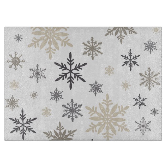 modern vintage snowflakes cutting board (Front)