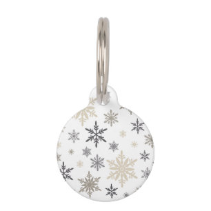 modern vintage snowflakes pet tag
