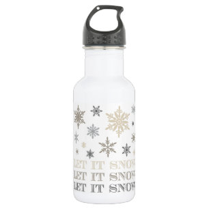 modern vintage snowflakes water bottle