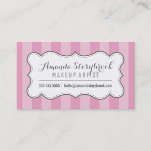 MODERN VINTAGE stripe pattern trendy pink gray Business Card