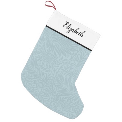 Modern Vintage Style Blue Floral Pattern Name Small Christmas Stocking