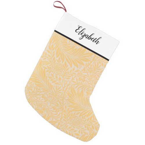 Modern Vintage Style Gold Floral Pattern Name Small Christmas Stocking