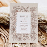 Modern Vintage Terracotta Floral Wedding Invitation<br><div class="desc">Introducing our beautiful minimalist boho wedding invitation! This design features vintage botanical floral line art and modern lettering mixed with stylish calligraphy. The color scheme is earthy terracotta,  burnt orange,  and taupe. This invitation is perfect for couples who are looking for a modern twist on a classic style.</div>