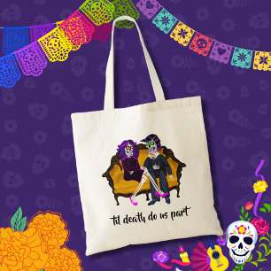 Modern Vintage Til Death Do Us Part Sugar Skulls Tote Bag