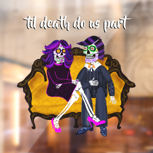 Modern Vintage Til Death Do Us Part Sugar Skulls Window Cling