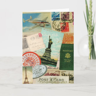 modern vintage travel collage card