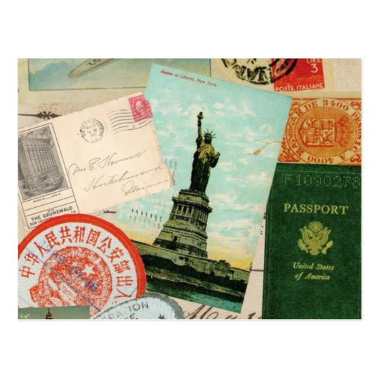 modern vintage travel collage postcard | Zazzle.com