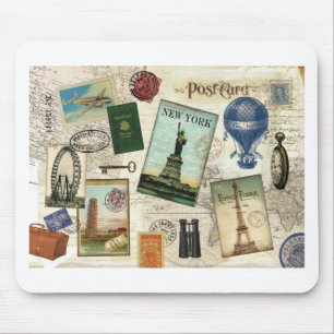 Modern vintage travel mouse pad