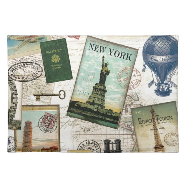Modern vintage travel placemat (Front)