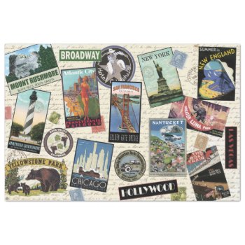 Modern Vintage Travel Usa Decoupage Tissue Paper by GIFTSBYHEATHERMYERS at Zazzle
