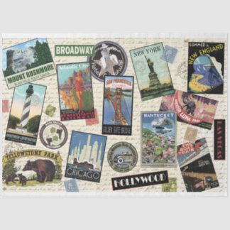 Modern Vintage Travel USA decoupage tissue paper