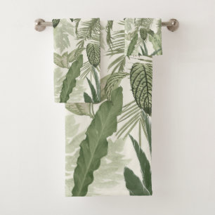 Modern Vintage Tropical Jungle Leaves #1 #tropical Bath Towel Set