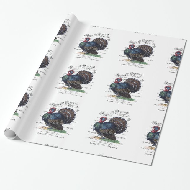 modern vintage Turkey Wrapping Paper (Unrolled)