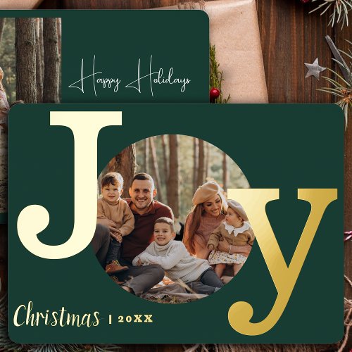 Modern Vintage Typewriter Family Christmas Photo Foil Holiday Card