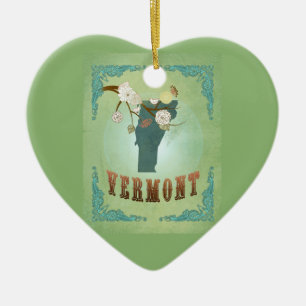 Modern Vintage Vermont State Map – Sage Green Ceramic Ornament