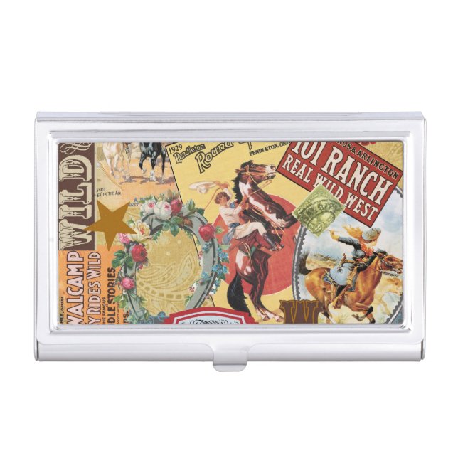 modern vintage western cowgirl business card holder (Front)