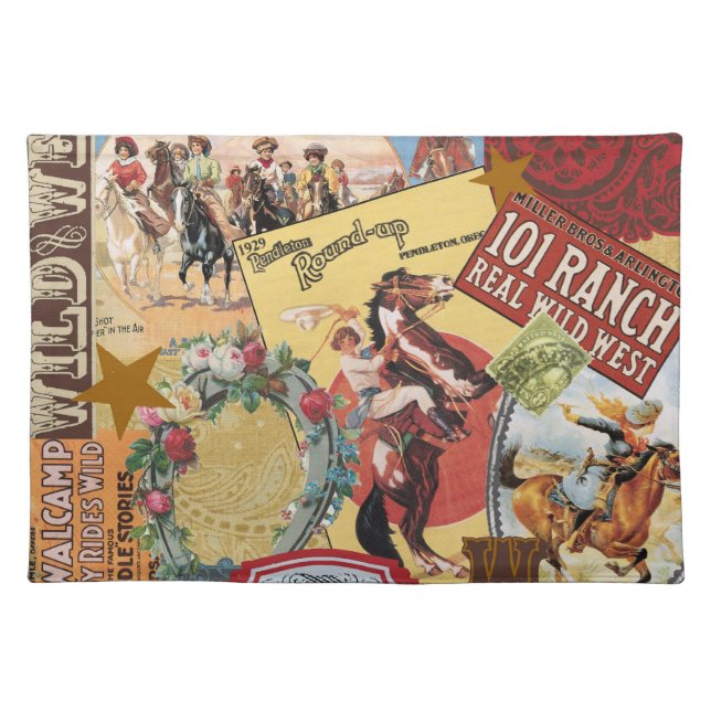 modern vintage western cowgirl placemat (Front)