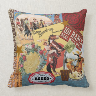 Lunarable Western Throw Pillow Cushion Cover, Country Theme Hand Drawn Illustration of American Wild West Desert with Cowboys, Decorative Rectangle