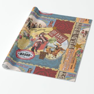 modern vintage western cowgirl wrapping paper