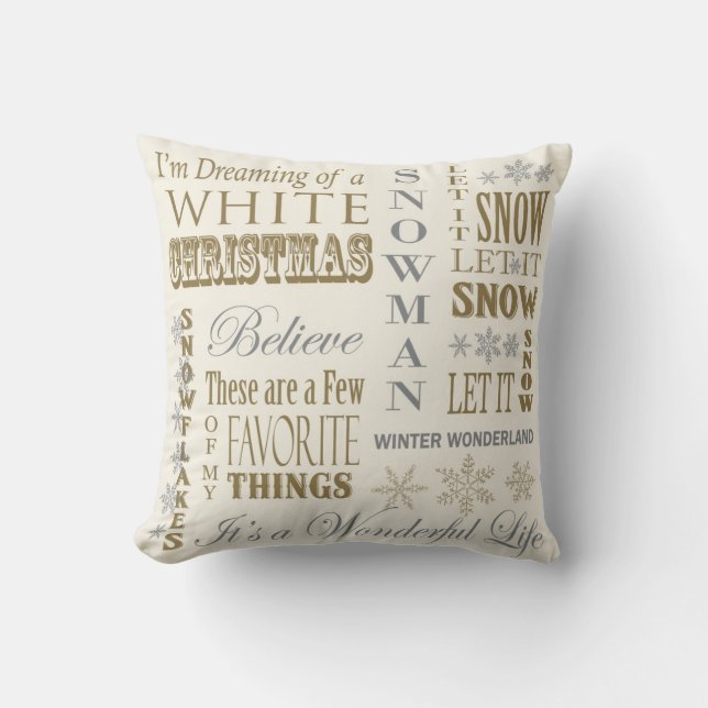 Modern Vintage White Christmas pillow (Front)