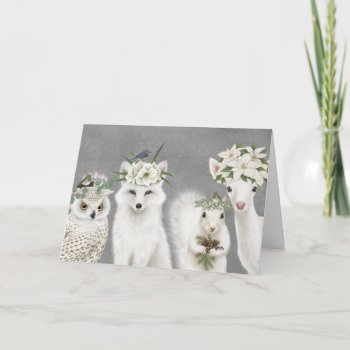 Modern Vintage White Forest Animals Greeting Card by GIFTSBYHEATHERMYERS at Zazzle