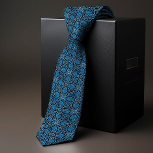 Modern Vintage William Morris Blue Shell Diagonal Neck Tie