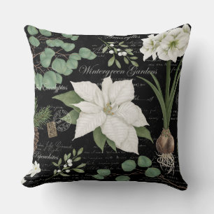 Modern Vintage Winter Botanical pillow