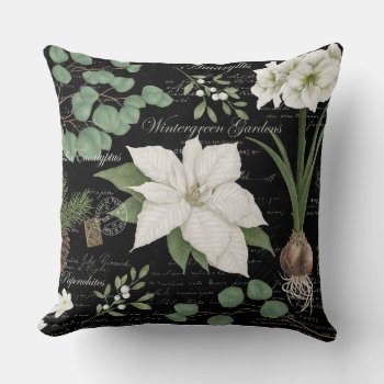 Modern Vintage Winter Botanical Pillow by GIFTSBYHEATHERMYERS at Zazzle