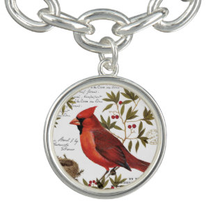modern vintage winter cardinal charm bracelet
