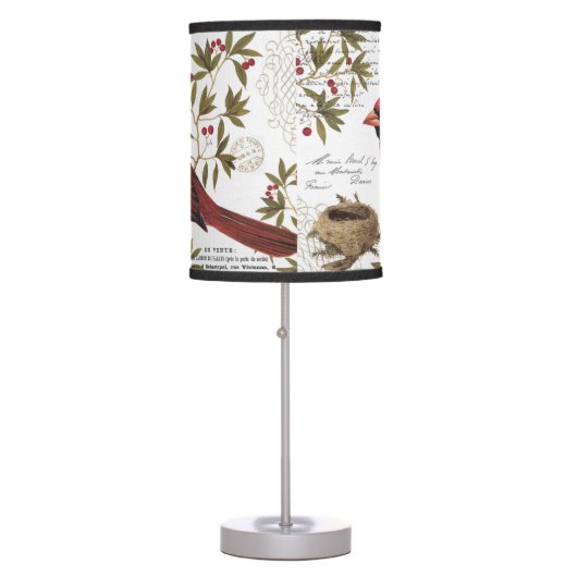 modern vintage winter cardinal table lamp (Front)