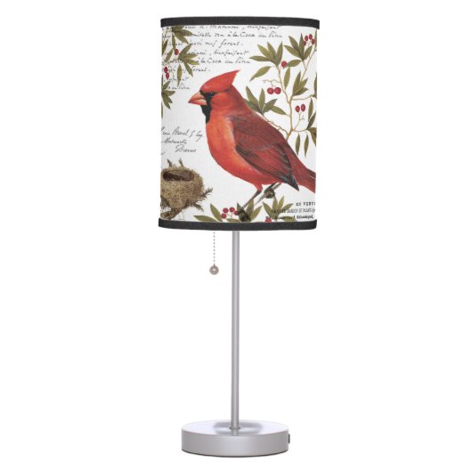 modern vintage winter cardinal table lamp (Right)