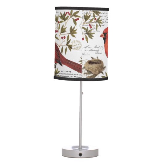 modern vintage winter cardinal table lamp (Back)