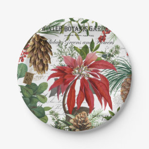 Modern vintage winter garden floral paper plates