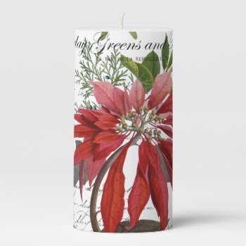 Modern Vintage Winter Garden Floral Pillar Candle by GIFTSBYHEATHERMYERS at Zazzle