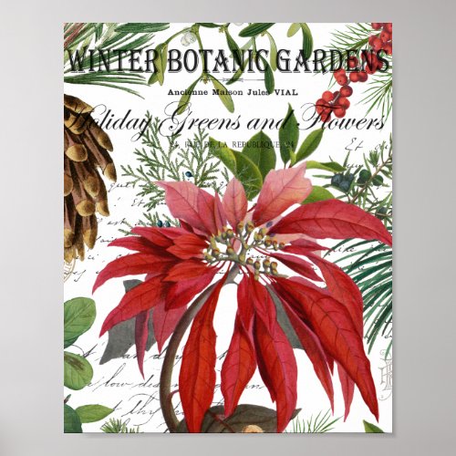 Modern vintage winter garden floral postcard poste poster